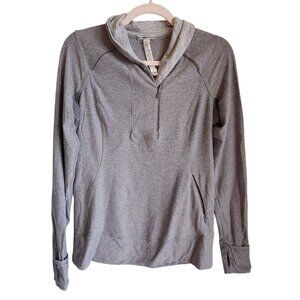 Lululemon Shirt Women's 10 Gray Grey Think Fast Pullover Long Sleeve Thumbholes
